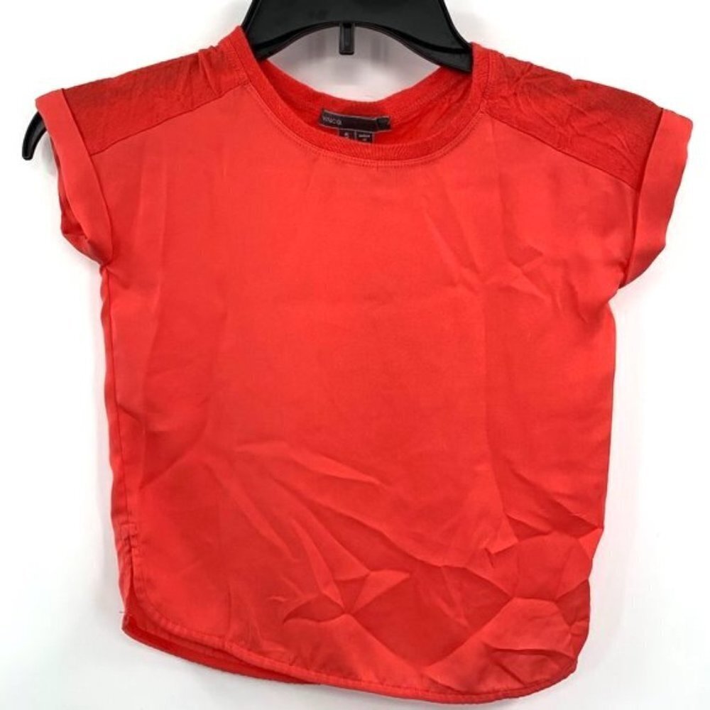 VINCE Girls Kids Top Silky 5 Short Sleeve Blouse